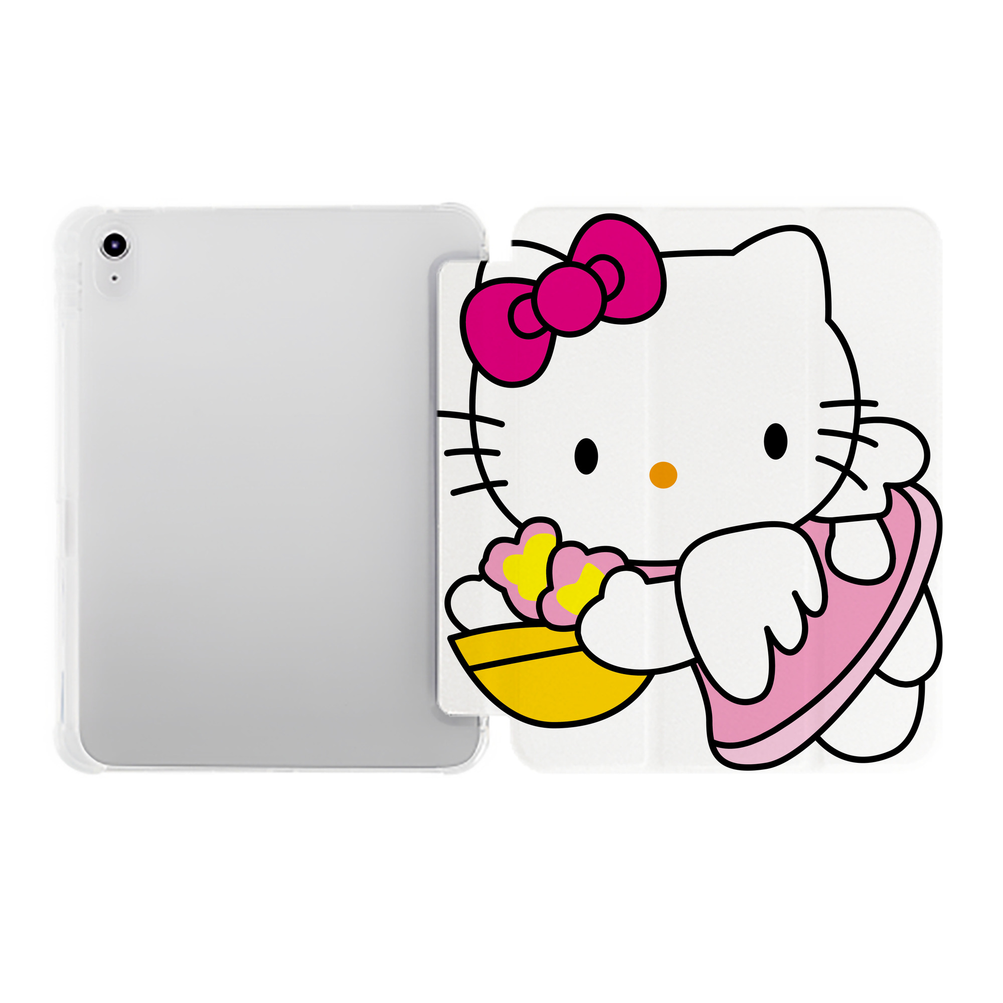（画像用） Hello Kitty ハローキティ IPad ケース ペン収納付き 三つ折りスタンド PUレザー×シリコン 対応機種9.5/10.5/10.9インチ